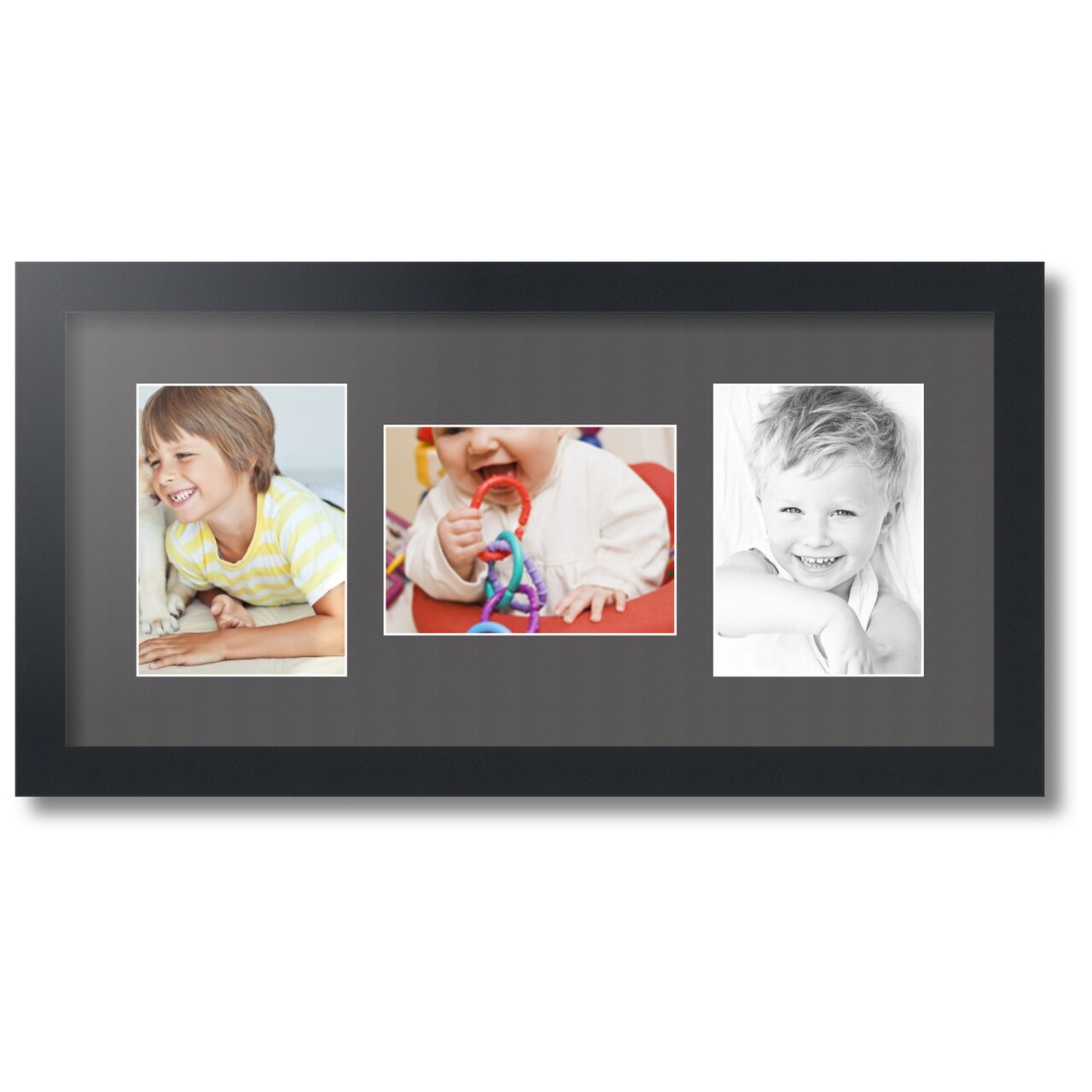 ArtToFrames Collage Photo Picture Frame with 3 - 5x7 inch Openings, Framed in Black with Over 62 Mat Color Options and Plexi Glass (CSM-3926-114)